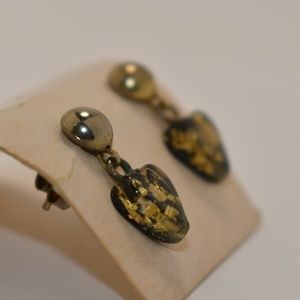 gold flake heart earrings